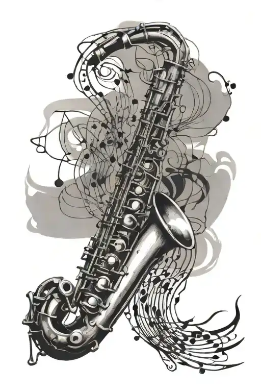 Music Notes Forming A Saxophone Shape