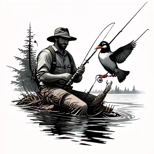 A Guy Fishing And A Guy Bird Hunting