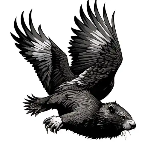 Canadian Beaver Fighting American Eagle