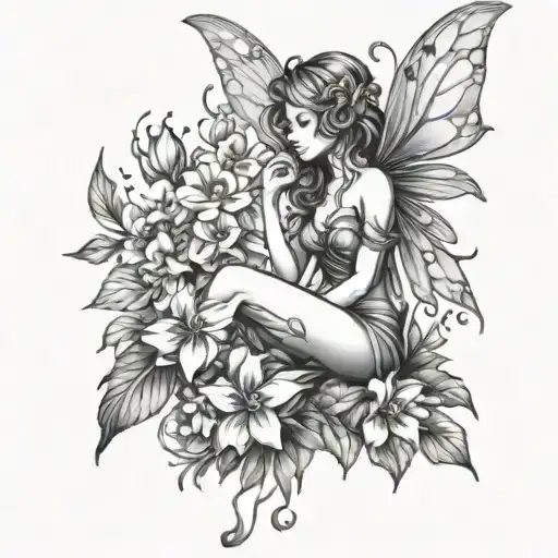 Fairy Sitting With Flowers