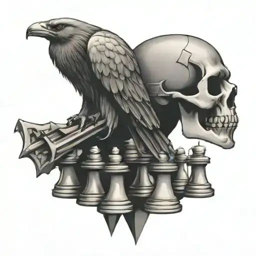 Rook Bird Chess Piece Skull