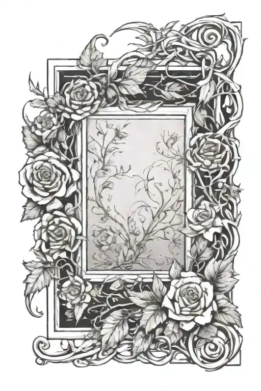 Picture Frame Made From Flowers And Thorny Vines