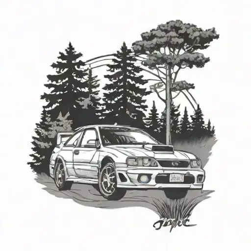 1998 Subaru Rally Car Trees In Background Black