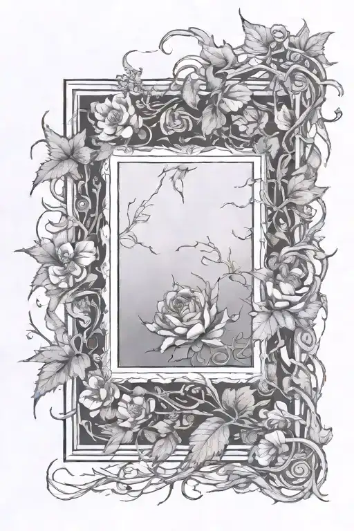 Picture Frame Made From Flowers And Thorny Vines