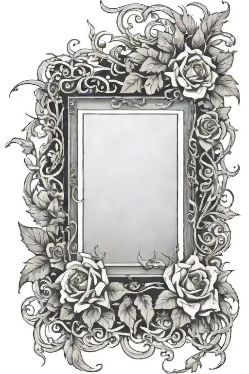 Picture Frame Made From Flowers And Thorny Vines