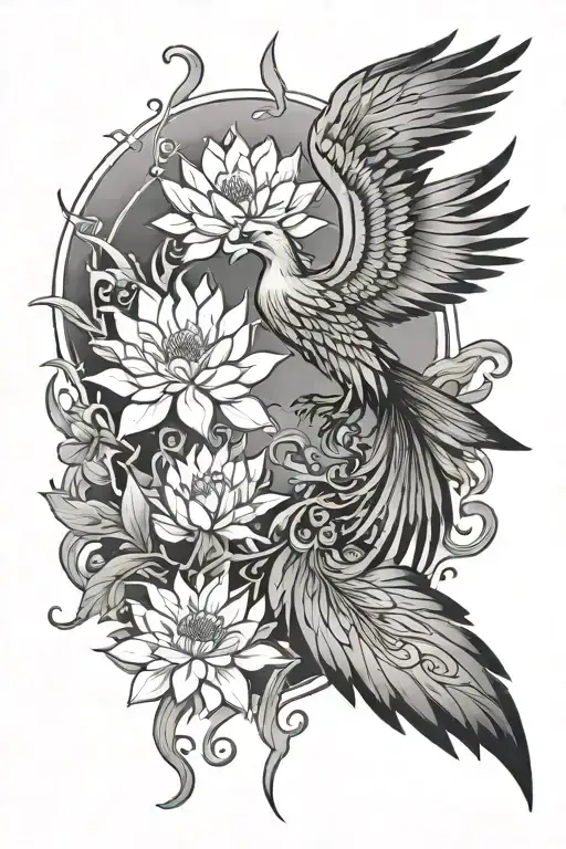Phoenix With Lotus Flower