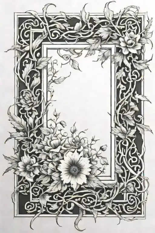 Picture Frame Made From Flowers And Thorny Vines