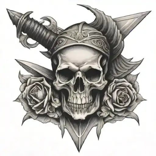 Rook Skull Holding Sword