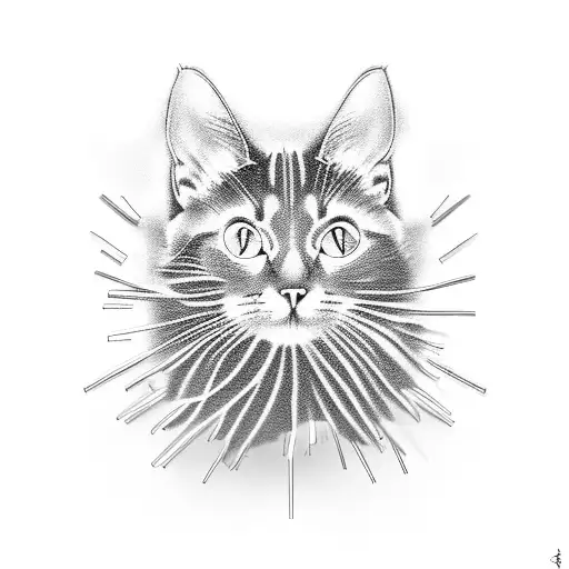 Cat Silhouette Made Of Sewing Needles