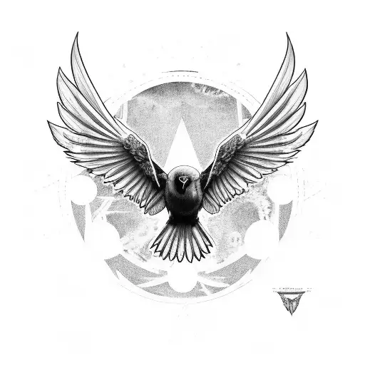 Top View Of Raven With Its Wings Speed And Dot Work The Fade Out From The Tail