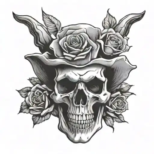 Texas Skull And Roses
