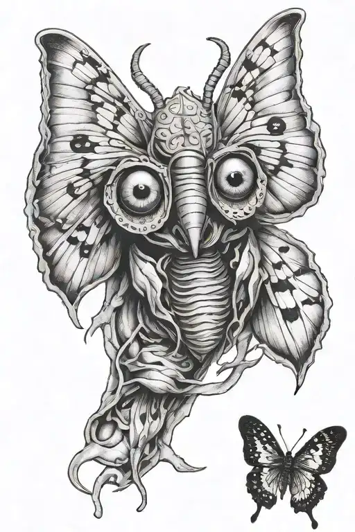 Tim Burton Scary Movie Scene Featuring With Hannibal Lecter Face Death Moth