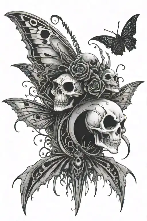 Tim Burton Scary Movie Scene With Death Moth And Jack Skellington Face