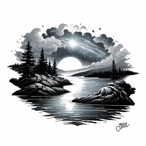 River Into Galaxy Cartoon
