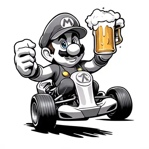 Mario Kart With A Beer In Hand Drunk