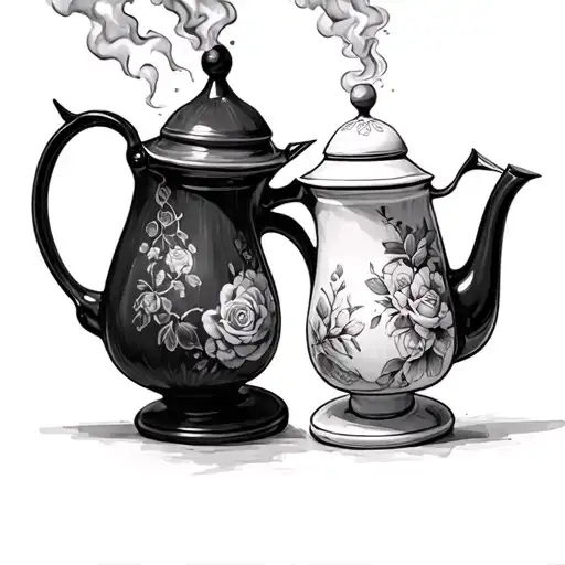 2 Teapot Sisters Of Different Styles Alive Gossiping And Blowing Off Steam To Eachother
