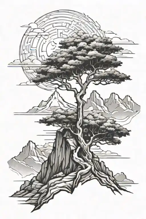 Mountain Peak To Reach Heaven A Tree