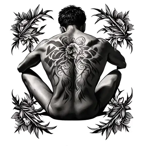 Tattoo To Hide Scar On Lowerback For Men Sitting