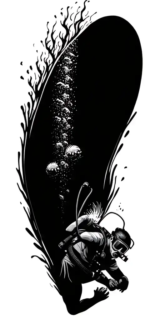 Undewater Scene With Scuba Diver Descending