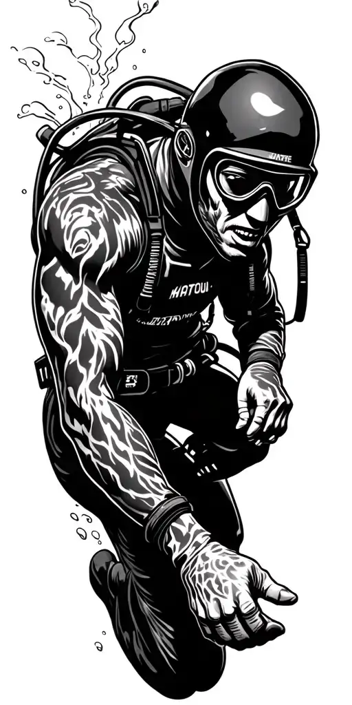 Undewater Scene With Scuba Diver Descending