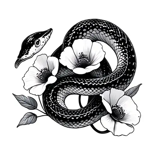 A Snake With Poppy Flowers