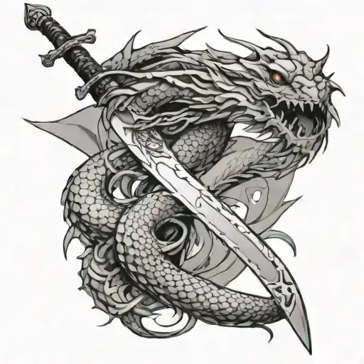 Smurai Sword With Drragon Around It