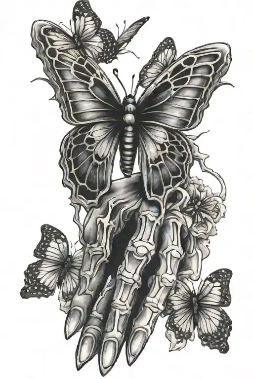 Skeleton Hand With A Butterfly Emerging
