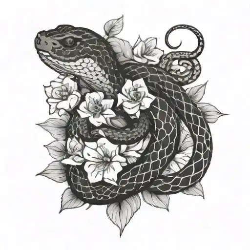 Snake And Flowers