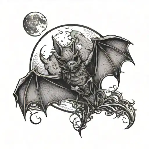 Gothic Style Bat Moon