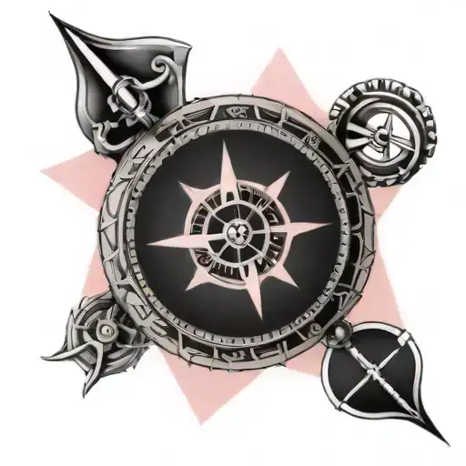 Marine Anchor Compass Rose Pink