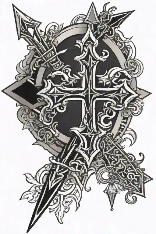 Mosaic Dark Small Crosses And Daggers