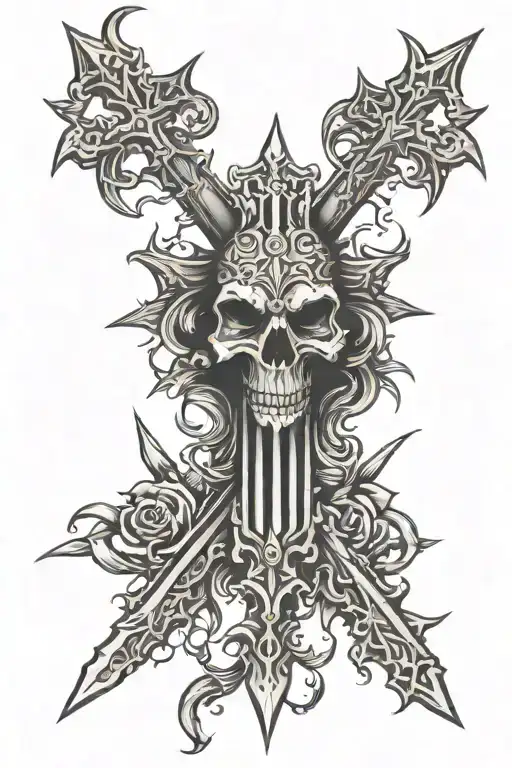 Dark Creepy Crosses And Daggers