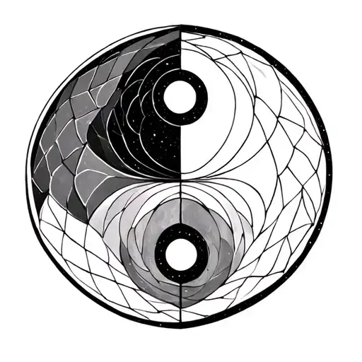 Ying Yang Symbol In Geometric Design Incorporating
