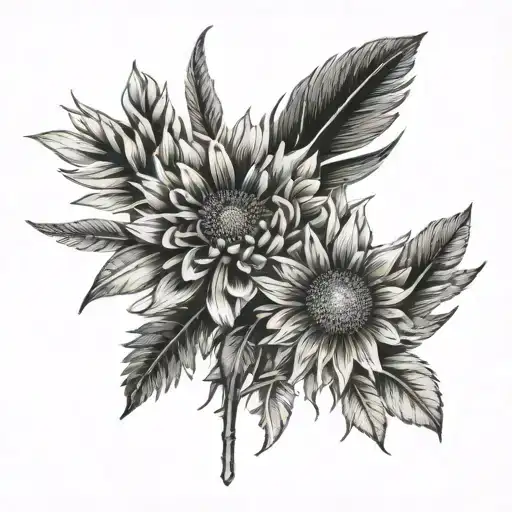 Indian Blanket Flower And Bluebonnet Flower And A Indian Feather