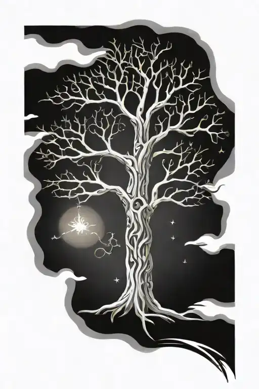 White Tree Of Gondor With Anduril And Evenstar Shining Brightly