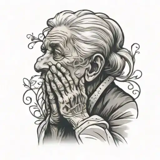 Old Grandma Praying Hands