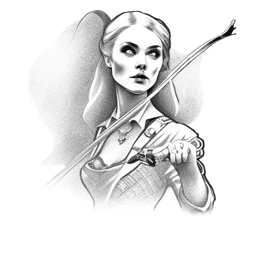 A Lady Hunting With A Bow