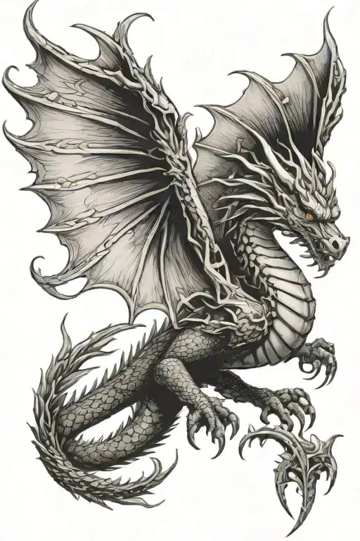 Elegant Dragon With Big Wings Flying
