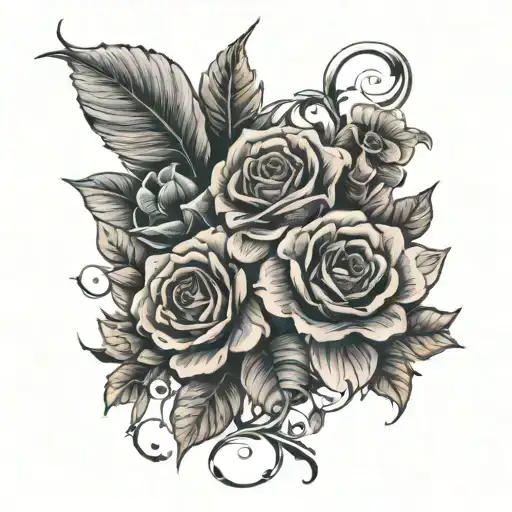Bankston Ryder In Script Font Surrounded By Flowers Intertwined