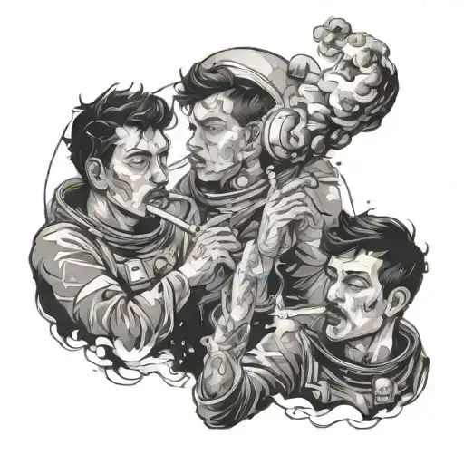 4 Brothers Smoking In Outer Space Looking
