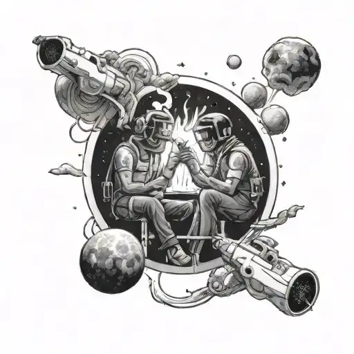 4 Brothers Smoking In Outer Space Looking