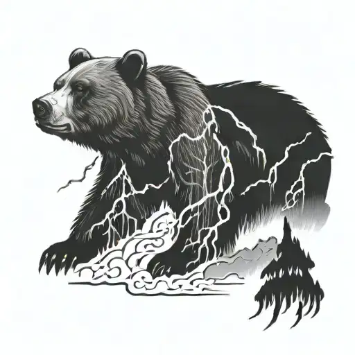Bear And Lightning Storm