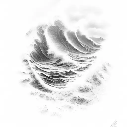 Ocean Waves Merging With The Sky