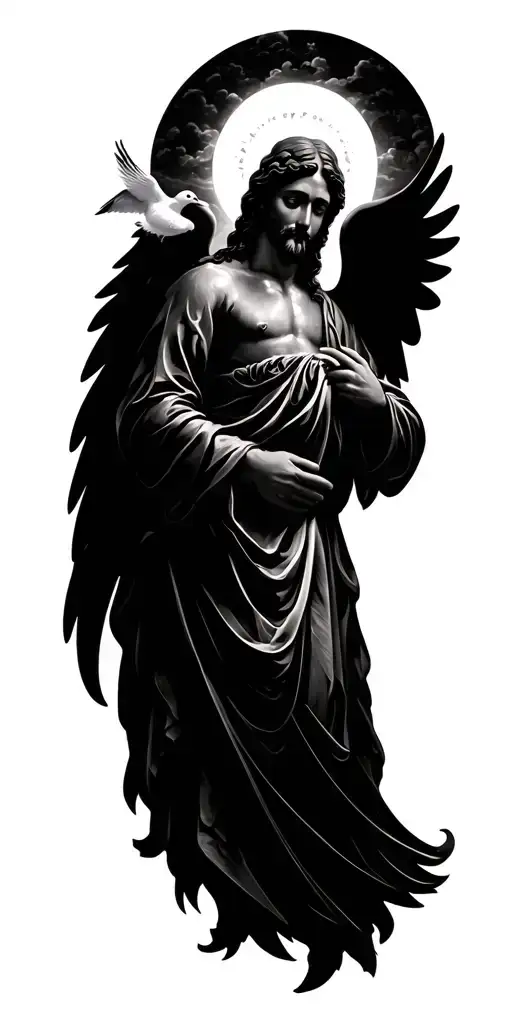 Jesus Heaven Clouds Baby Angel Dove