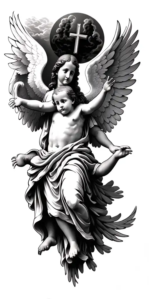 Heaven Clouds Doves Angel Flying Jesus Christ Baby Angel