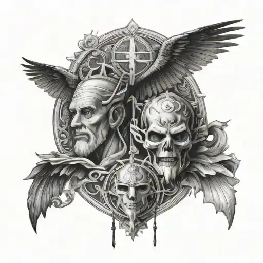 Good And Evil Facing Religious Theme