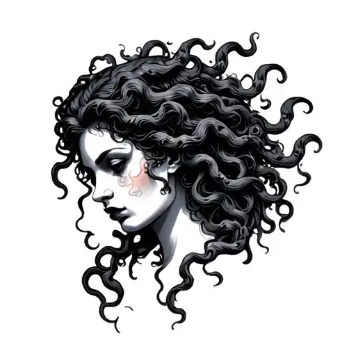 Dark Seductive Medusa Head Profile Holding