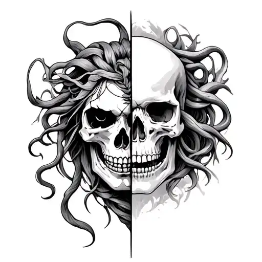 Half Madusa And Half Skull