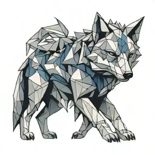 Feeding A Good Wolf Origami Style In A Midnight Blue