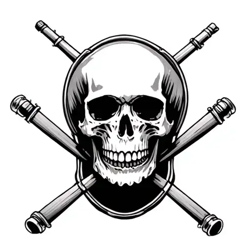 Skull Through Drum Sticks Crossed